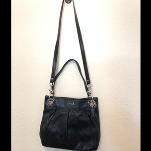 COACH black leather shoulder bag & crossbody strap